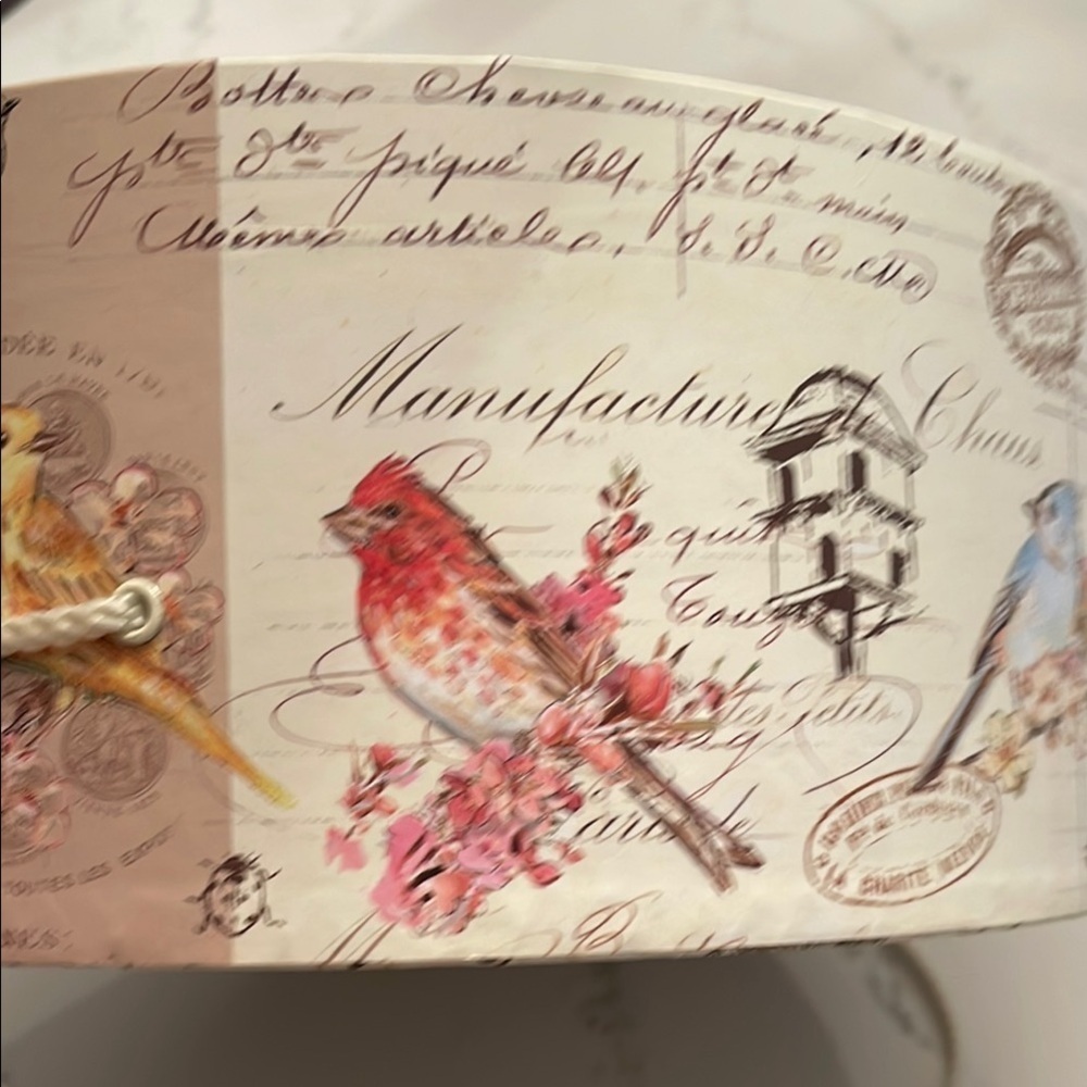 Round Decorative/Storage Box with Bird Design - Picture 5 of 5
